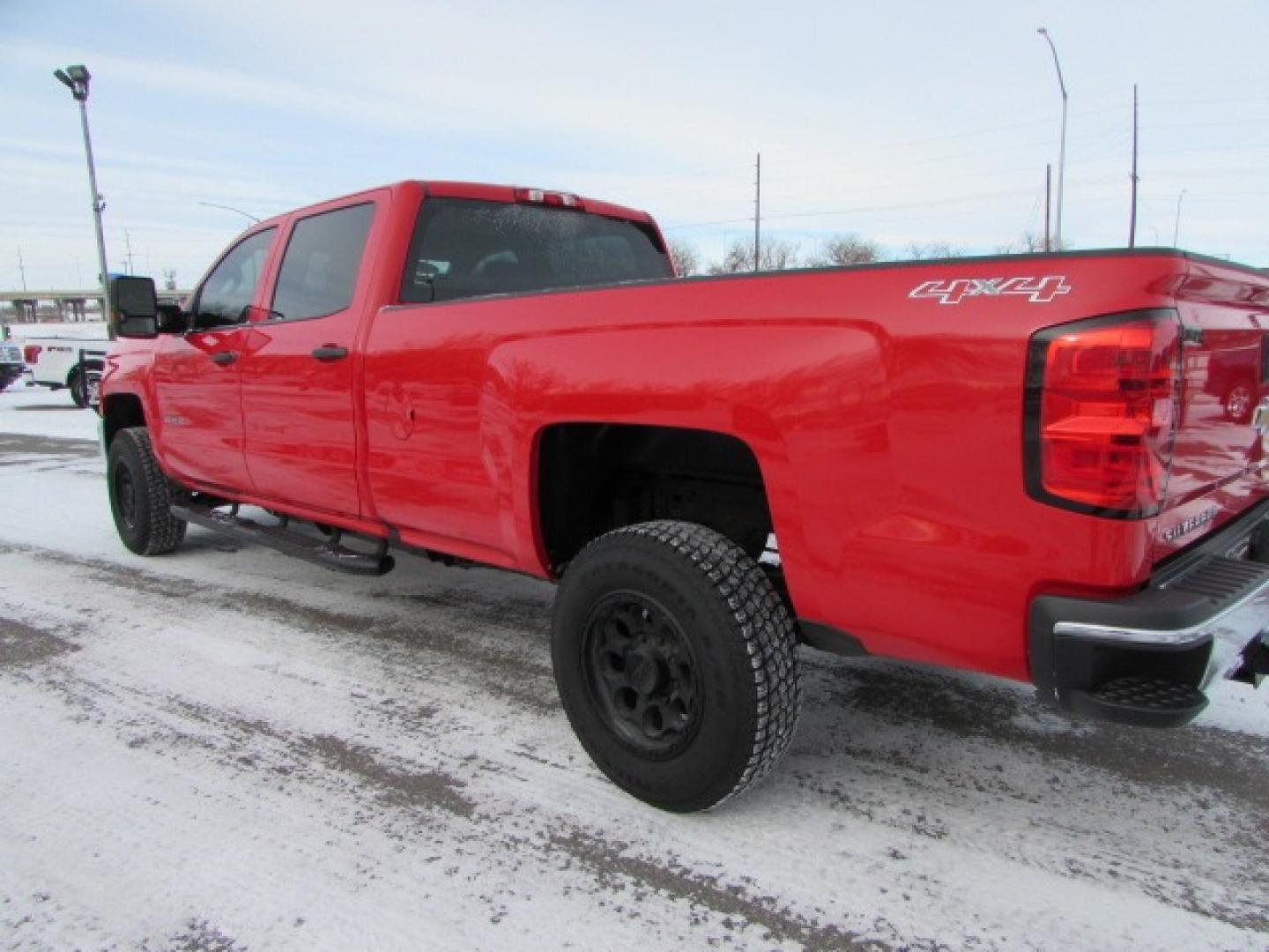 2017 Red /Gray Chevrolet Silverado 3500HD Work Truck Crew Cab Long Box 4WD (1GC4KYCG2HF) with an 6.0L V8 OHV 16V FFV engine, 6A transmission, located at 4562 State Avenue, Billings, MT, 59101, (406) 896-9833, 45.769516, -108.526772 - Photo#1